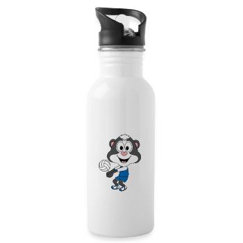 STINKTIER - VOLLEYBALL - TIER - KIND - BABY - Trinkflasche mit integriertem Trinkhalm - Weiß - Rechts