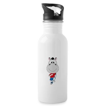 ZEBRA - LAUFEN - JOGGEN - MARATHON - SPORT - TIER - Trinkflasche mit integriertem Trinkhalm - Weiß - Rechts