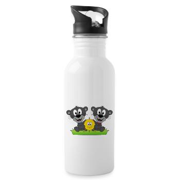 SONNE - SOMMER - LIEBE - PANTHER - TIERE - KINDER - Trinkflasche mit integriertem Trinkhalm - Weiß - Rechts