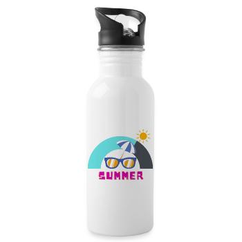 Sonniger Sommer und Freizeit - Trinkflasche mit integriertem Trinkhalm - Weiß - Rechts