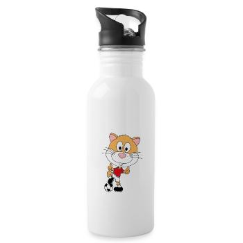HAMSTER - FUßBALL - SPORT - TIER - KIND - BABY - Trinkflasche mit integriertem Trinkhalm - Weiß - Rechts