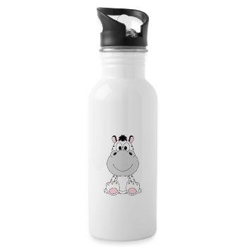 ZEBRA - TIER - KINDER - BABY - ZOO - Trinkflasche mit integriertem Trinkhalm - Weiß - Rechts