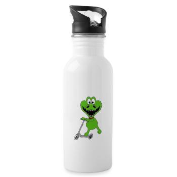 KROKODIL - ROLLER - TIER - TIERISCH - Trinkflasche mit integriertem Trinkhalm - Weiß - Rechts