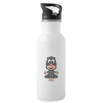 MAULWURF - TIER - YOGA - PILATES - TIERISCH - Trinkflasche mit integriertem Trinkhalm - Weiß - Rechts