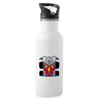 KOALA - RENNAUTO - RENNFAHRER - AUTORENNEN - Trinkflasche mit integriertem Trinkhalm - Weiß - Rechts