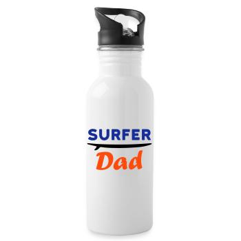 Surfer dad (Surfbrett) - Trinkflasche mit integriertem Trinkhalm - Weiß - Rechts