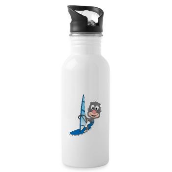 WINDSURFEN - MAULWURF - WINDSURFER - WASSERSPORT - Trinkflasche mit integriertem Trinkhalm - Weiß - Rechts