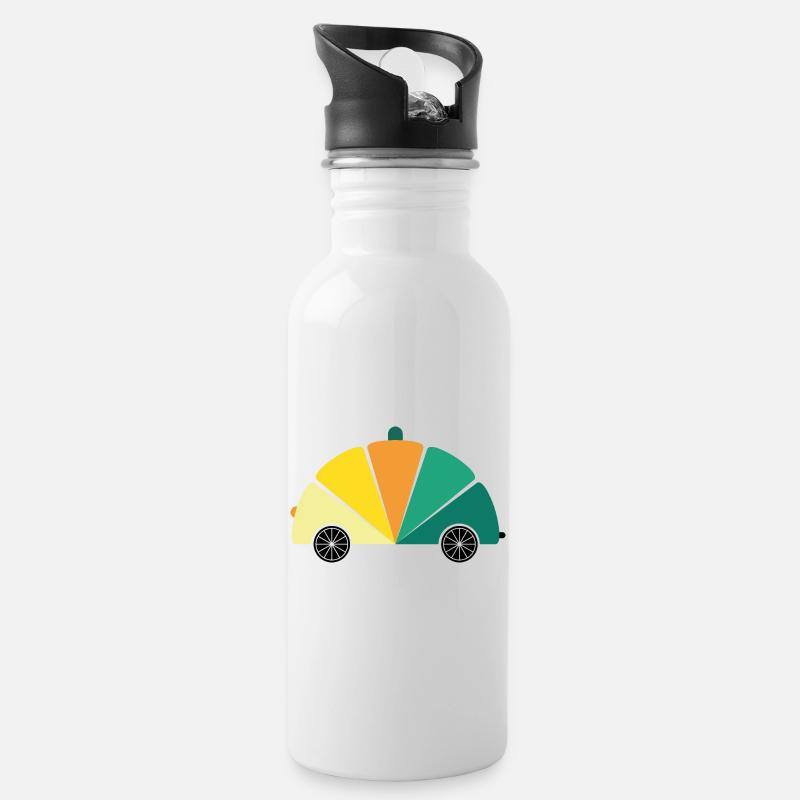 Retro-Polizeikäfer - Trinkflasche mit integriertem Trinkhalm - Weiß