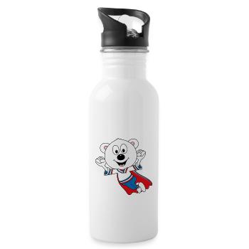 EISBÄR - SUPERHELD - TIER - TIERISCH - KINDER - Trinkflasche mit integriertem Trinkhalm - Weiß - Rechts