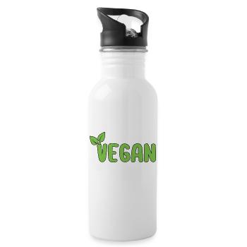 Vegan - Trinkflasche mit integriertem Trinkhalm - Weiß - Rechts