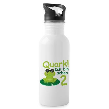 Geburtstagsshirt 2 jahr Frosch Baby mädchen Junge - Trinkflasche mit integriertem Trinkhalm - Weiß - Rechts