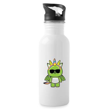 Little Dragon Motif Baby Girl Sweet Green Cool - Water bottle with straw - white - Right