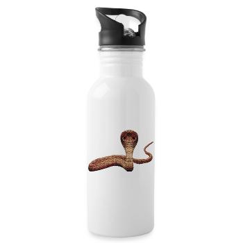 schlangen, ägyptische giftschlange - Trinkflasche mit integriertem Trinkhalm - Weiß - Rechts