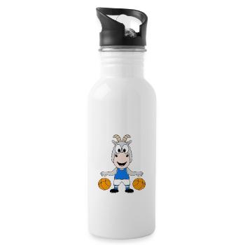 ZIEGE - BASKETBALL - SPORT - TIER - KIND - BABY - Trinkflasche mit integriertem Trinkhalm - Weiß - Rechts