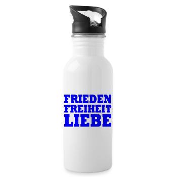 Frieden freiheit liebe - Trinkflasche mit integriertem Trinkhalm - Weiß - Rechts