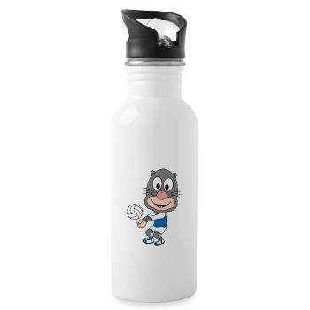 MAULWURF - VOLLEYBALL - SPORT - TIER - BABY - Trinkflasche mit integriertem Trinkhalm - Weiß - Rechts