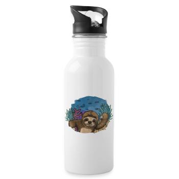 Scuba Diving Sloth Lazy Animal Diving I Gift - Water bottle with straw - white - Right