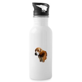 Beagle-Harrier Dufthund Hund Skizze Illustration - Trinkflasche mit integriertem Trinkhalm - Weiß - Rechts