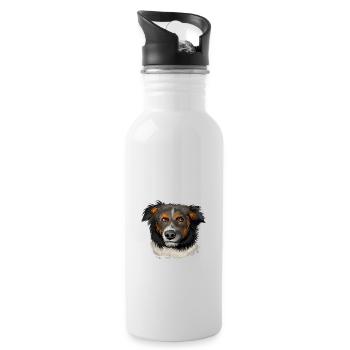English Shepherd Dog Watercolor Illustration - Water bottle with straw - white - Right