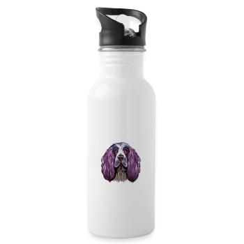 Englisch Springer Spaniel Hund Aquarell Illustrati - Trinkflasche mit integriertem Trinkhalm - Weiß - Rechts