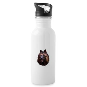 Belgischer Tervuren Hund Aquarell Illustration - Trinkflasche mit integriertem Trinkhalm - Weiß - Rechts