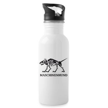 Maschinenhund mit Text - Trinkflasche mit integriertem Trinkhalm - Weiß - Rechts