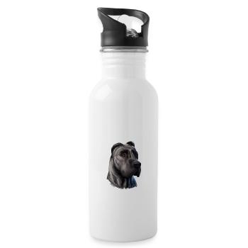 Perro de Presa Canario Hund Aquarell Illustration - Trinkflasche mit integriertem Trinkhalm - Weiß - Rechts
