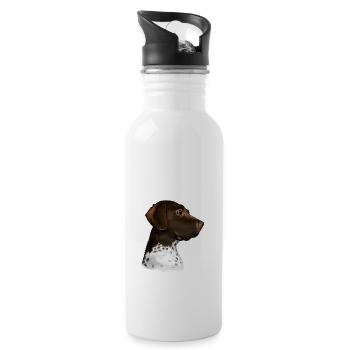Old Danish Pointer Dog Watercolor Illustration - Water bottle with straw - white - Right