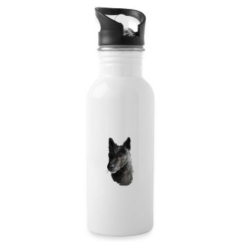 Seskar Seal Hund Aquarell Illustration - Trinkflasche mit integriertem Trinkhalm - Weiß - Rechts