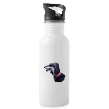 Saluki Dog Watercolor Paint Illustration - Water bottle with straw - white - Right