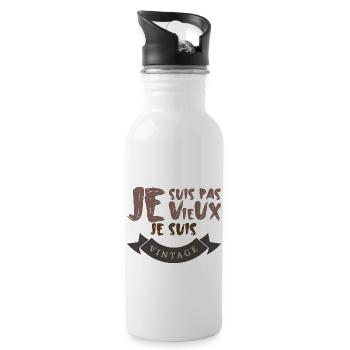 Je Suis Pas Vieux Je Suis Vintage - Gourde avec paille intégrée - blanc - Droite