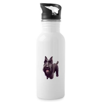 Mittelschnauze Standard Schnauzer Hund Illustration - Trinkflasche mit integriertem Trinkhalm - Weiß - Rechts