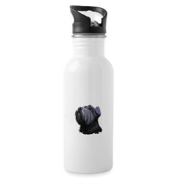 Mittelschnauze Standard Schnauzer Hund Illustration - Trinkflasche mit integriertem Trinkhalm - Weiß - Rechts