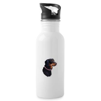 Slovensky Kopov Hund Aquarell Skizze Illustration - Trinkflasche mit integriertem Trinkhalm - Weiß - Rechts