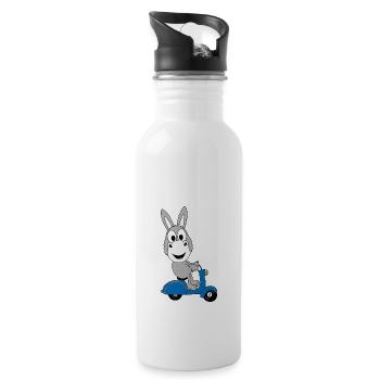 ESEL - ROLLER - TIER - TIERISCH - Trinkflasche mit integriertem Trinkhalm - Weiß - Rechts