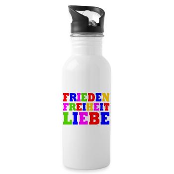 Frieden freiheit liebe - Trinkflasche mit integriertem Trinkhalm - Weiß - Rechts