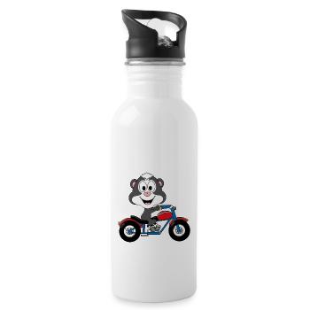 STINKTIER - MOTORRAD - BIKER - TIER - TIERISCH - Trinkflasche mit integriertem Trinkhalm - Weiß - Rechts