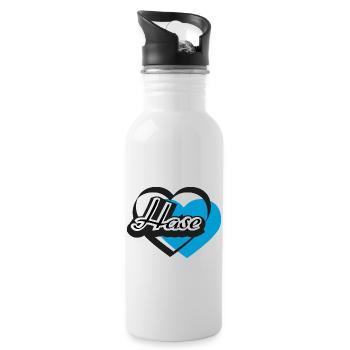 Kosename Hase Herz - Trinkflasche mit integriertem Trinkhalm - Weiß - Rechts