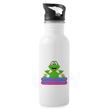 PLANSCHBECKEN - POOL - FROSCH - TIER - BABY - Trinkflasche mit integriertem Trinkhalm - Weiß - Rechts