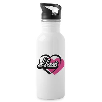 Kosename Hasi Herz - Trinkflasche mit integriertem Trinkhalm - Weiß - Rechts