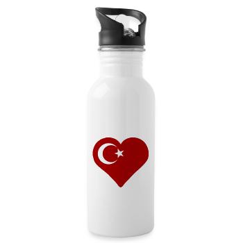 Ein Herz für die Türkei - Trinkflasche mit integriertem Trinkhalm - Weiß - Rechts