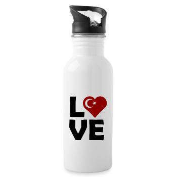 Türkische Liebe - Trinkflasche mit integriertem Trinkhalm - Weiß - Rechts