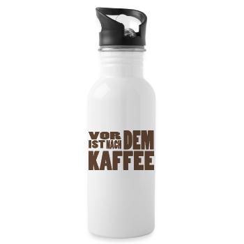 Vor dem Kaffe ist nach dem Kaffee! - Trinkflasche mit integriertem Trinkhalm - Weiß - Rechts