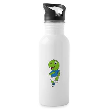 SCHILDKRÖTE - LAUFEN - JOGGEN - SPORT - TIER - Trinkflasche mit integriertem Trinkhalm - Weiß - Rechts