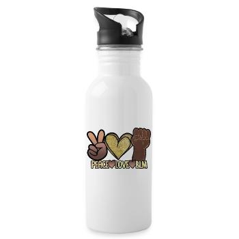 Peace Love BLM Black Lives Matter African Pride - Water bottle with straw - white - Right