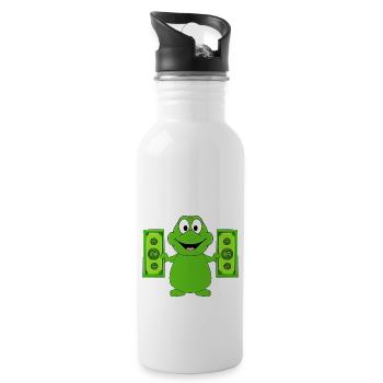 FROSCH - KRÖTE - KRÖTEN - GELD - MONEY - TIERISCH - Trinkflasche mit integriertem Trinkhalm - Weiß - Rechts