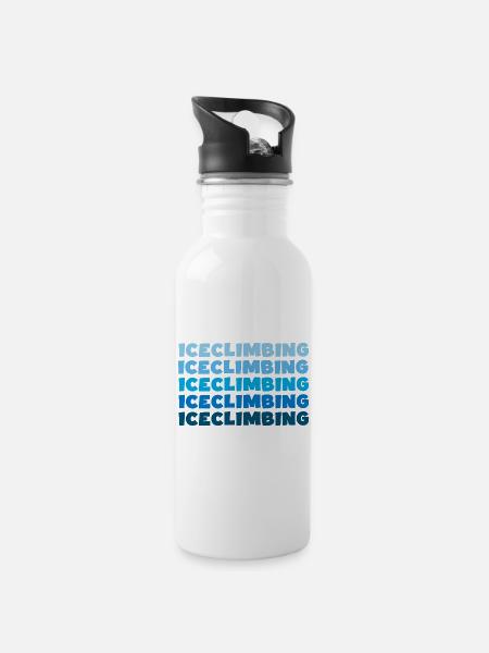 eisklettern iceclimbing eisgletscher eispickel - Trinkflasche mit integriertem Trinkhalm - Weiß