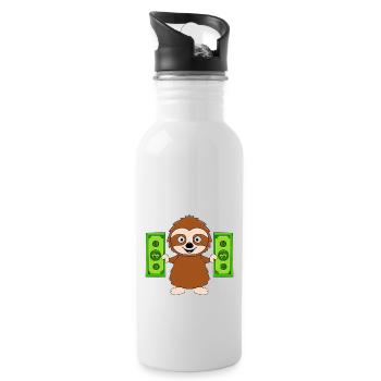 FAULTIER - GELD - TIER - TIERISCH - Trinkflasche mit integriertem Trinkhalm - Weiß - Rechts