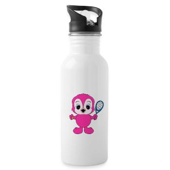 EULE - TENNIS - SPORT - TIER - KIND - BABY - Trinkflasche mit integriertem Trinkhalm - Weiß - Rechts