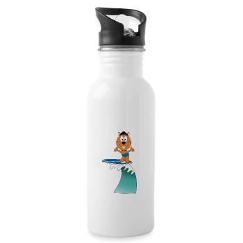 BIBER - OTTER - MARDER - SURFER - WELLENREITER - Trinkflasche mit integriertem Trinkhalm - Weiß - Rechts